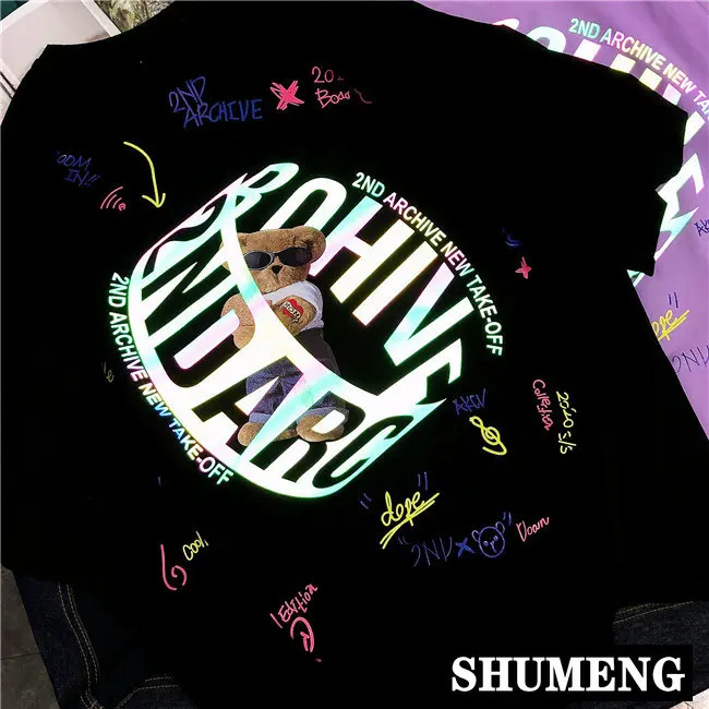 Уличная хлопковая футболка модная с короткими рукавами и принтом лазерного