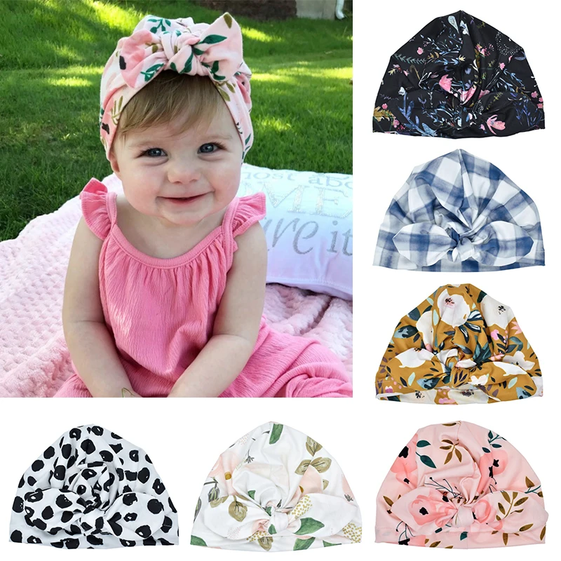 

Baby Headband Printed Indian Knotted Baby Hat Kids Headwear Rabbit Ear Turban Baby Cap Baby Printed Bandana Cap Droppshipping