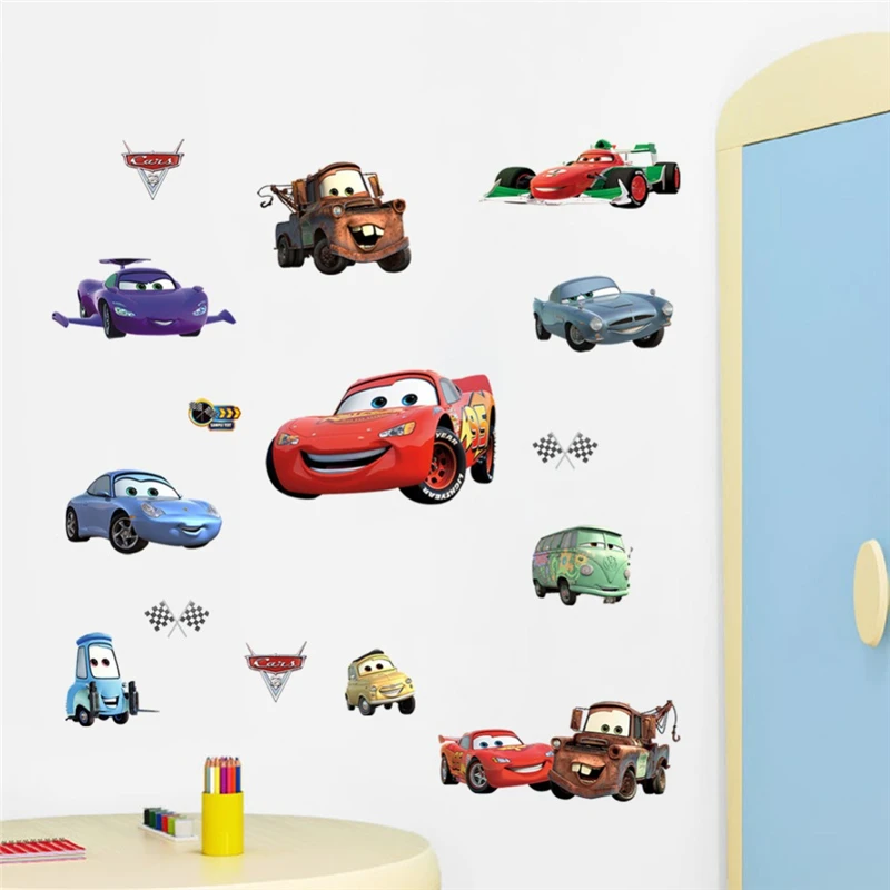 

3d disney cars through wall decals kids rooms home decor cartoon wall stickers pvc mural art diy posters boy's gifts