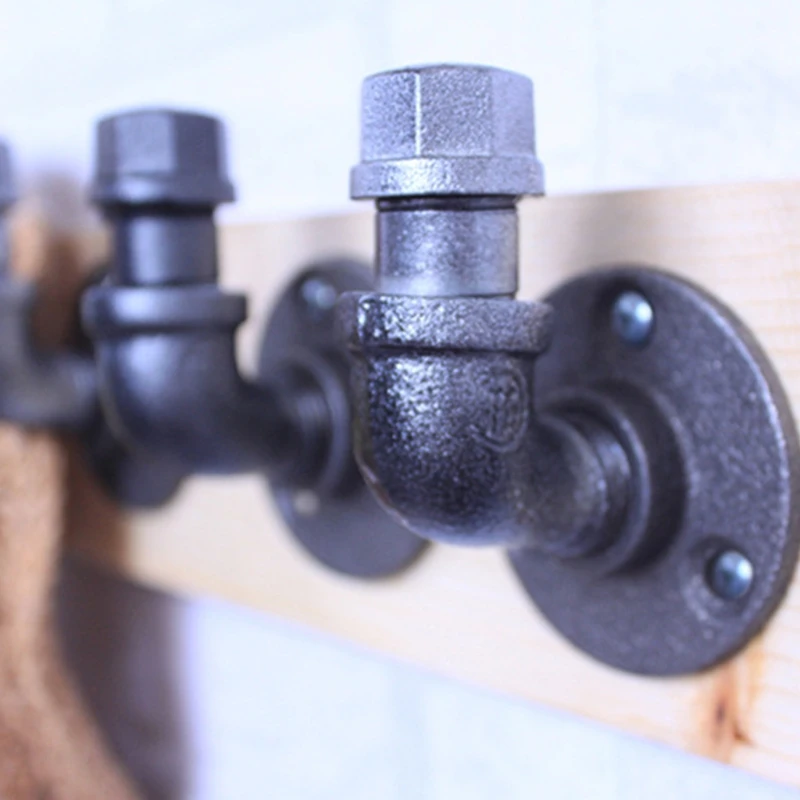 

X7AB Wall Single Hook Iron Pipe Coat Hanger Waterproof Robe Holder Vintage Hook for Kitchen Bathroom Bedroom Easy to Install