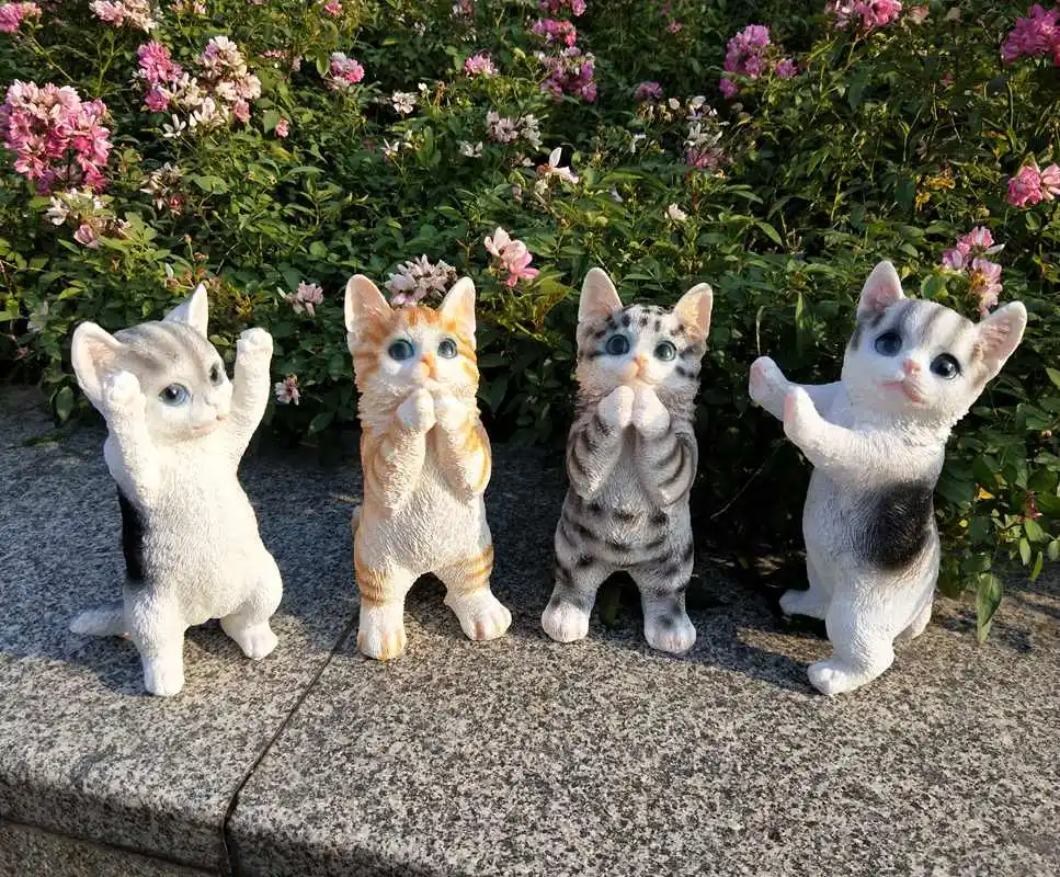 

Outdoor Simulation Animal Cute Cat Resin Accessories Home Livingroom Table Statue Decoration Courtyard Garden Sculpture Crafts