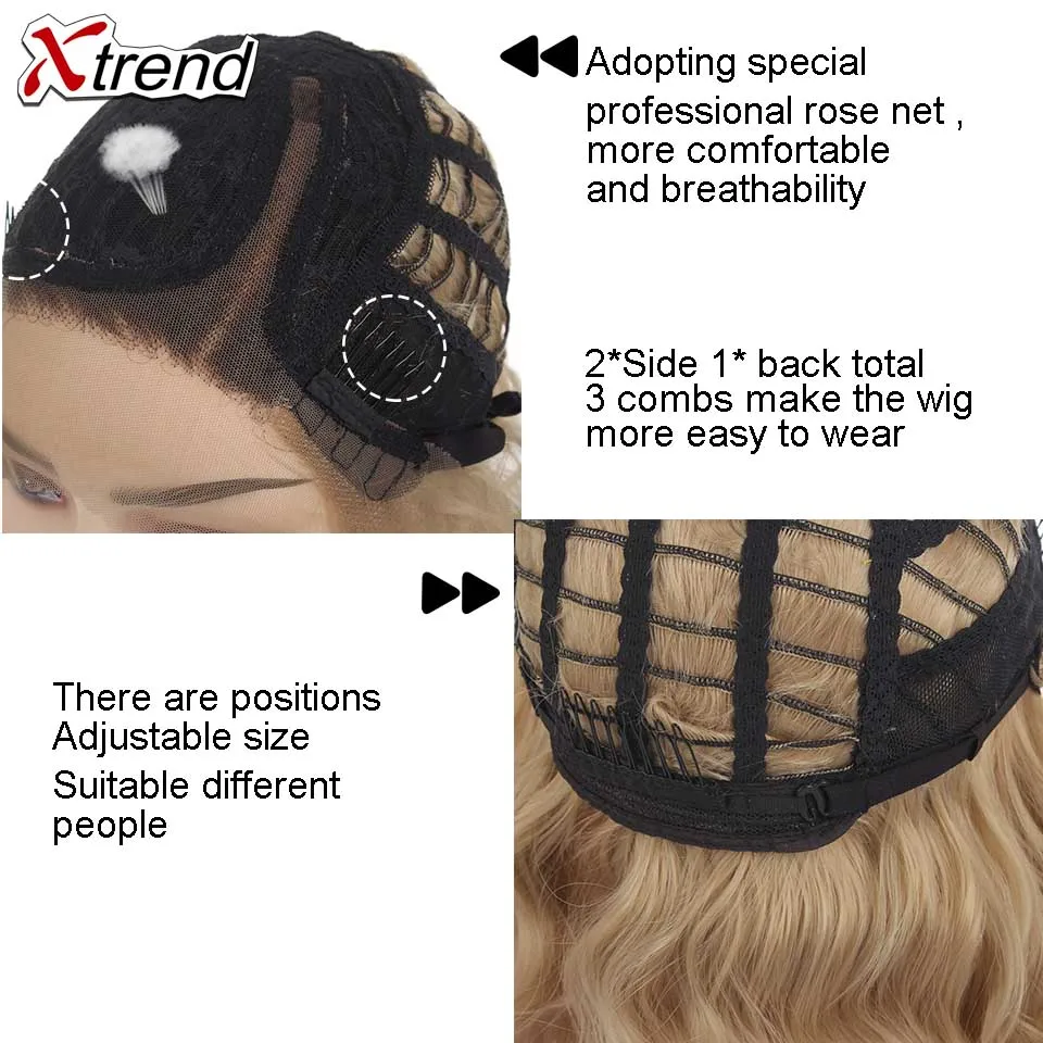 Парик Xtrend короткий с волнистыми синтетическими кружевами спереди для женщин