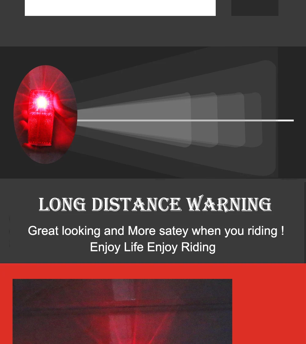 JS LED Battery Electric Bicycle Light Mount On The Mudguard Plastic Shining Js Safe Warning Taillight Bike Rear Accessories Part