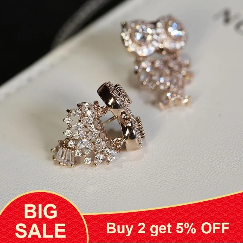 Женские серьги гвоздики в Корейском стиле с золотыми совами и блестящим