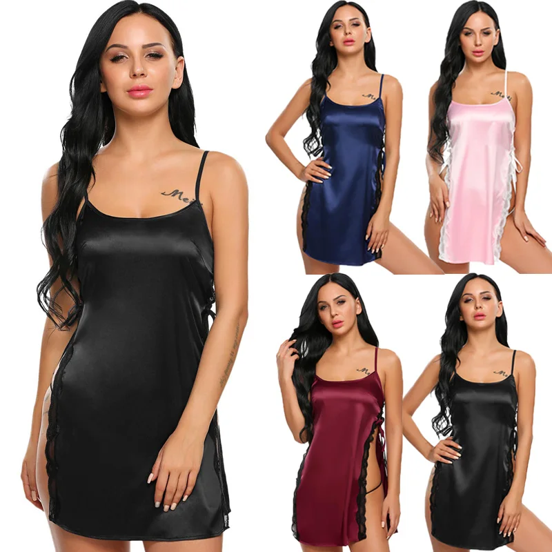 Новое модное сексуальное женское белье Шелковый кружевной халат Babydoll ночная