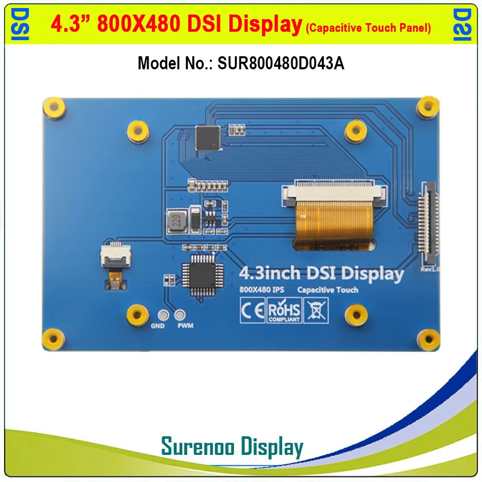 Емкостная сенсорная панель, ЖК-модуль, экран для монитора Raspberry Pi, 4,3 дюйма, 4,3*800 MIPI IPS TFT DSI, мультитач от AliExpress RU&CIS NEW