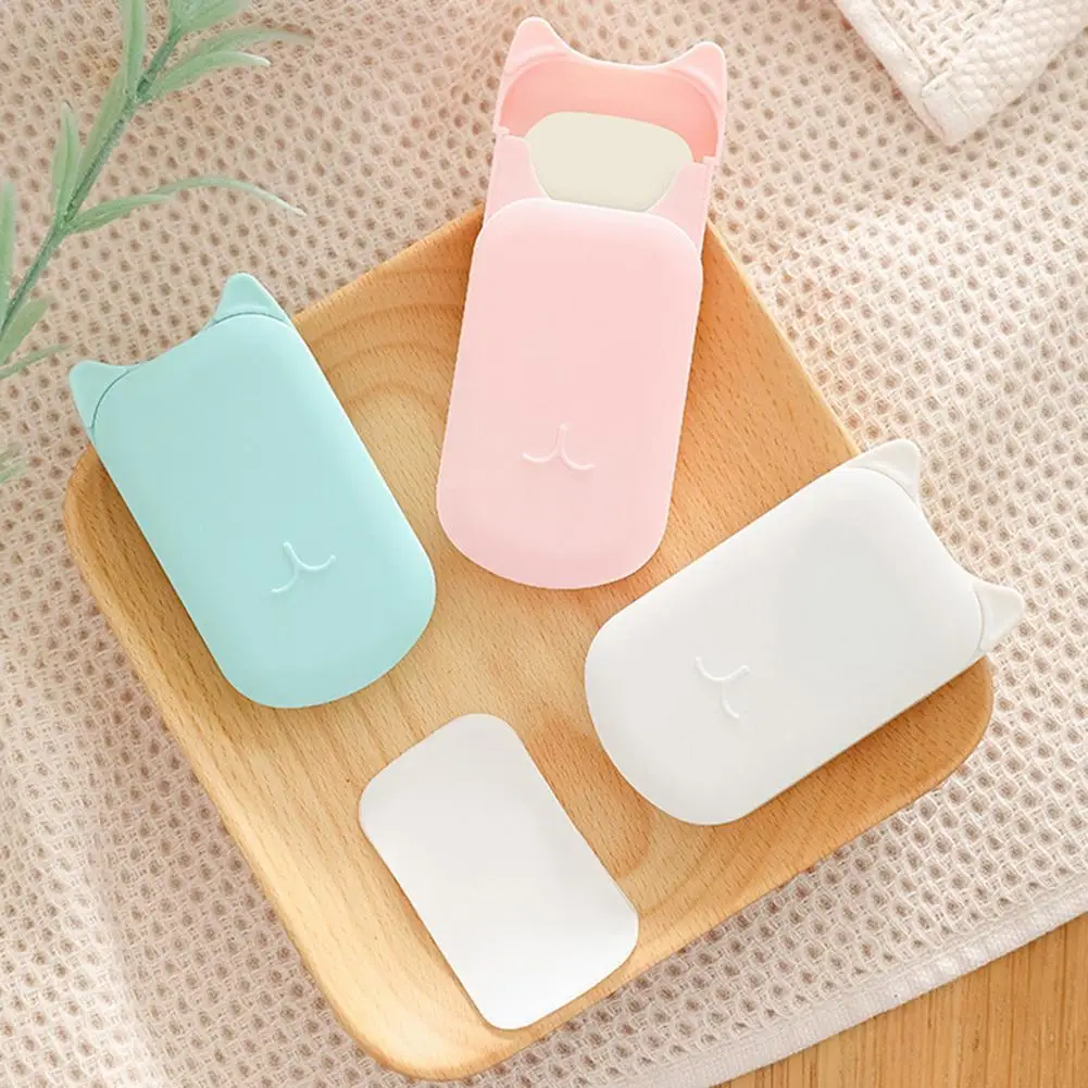 

20 PCS Travel Portable Bacteriostatic Paper Soaps Washing Hand Mini Disposable Scented Slice Sheets Foaming Cleaning Soap Case