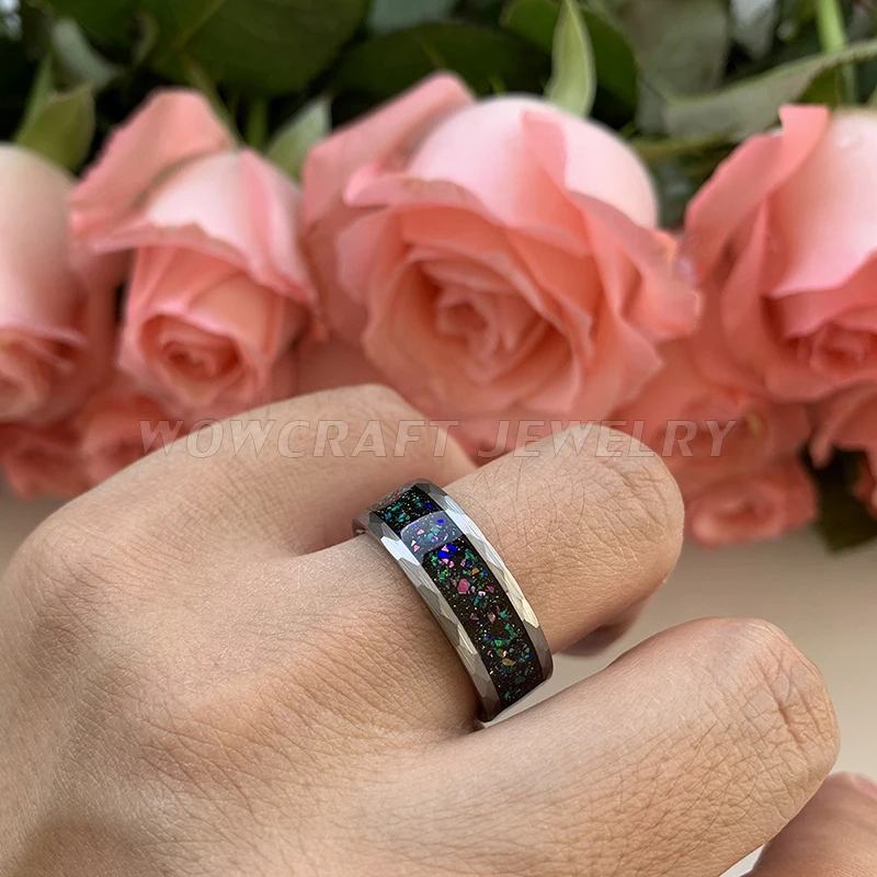 8 мм вбитые кольца из карбида вольфрама для мужчин и женщин обручальные галактика