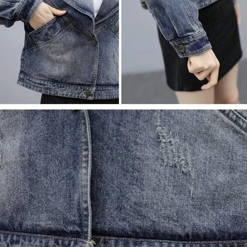 Элегантная женская демисезонная джинсовая куртка модное женское Свободное