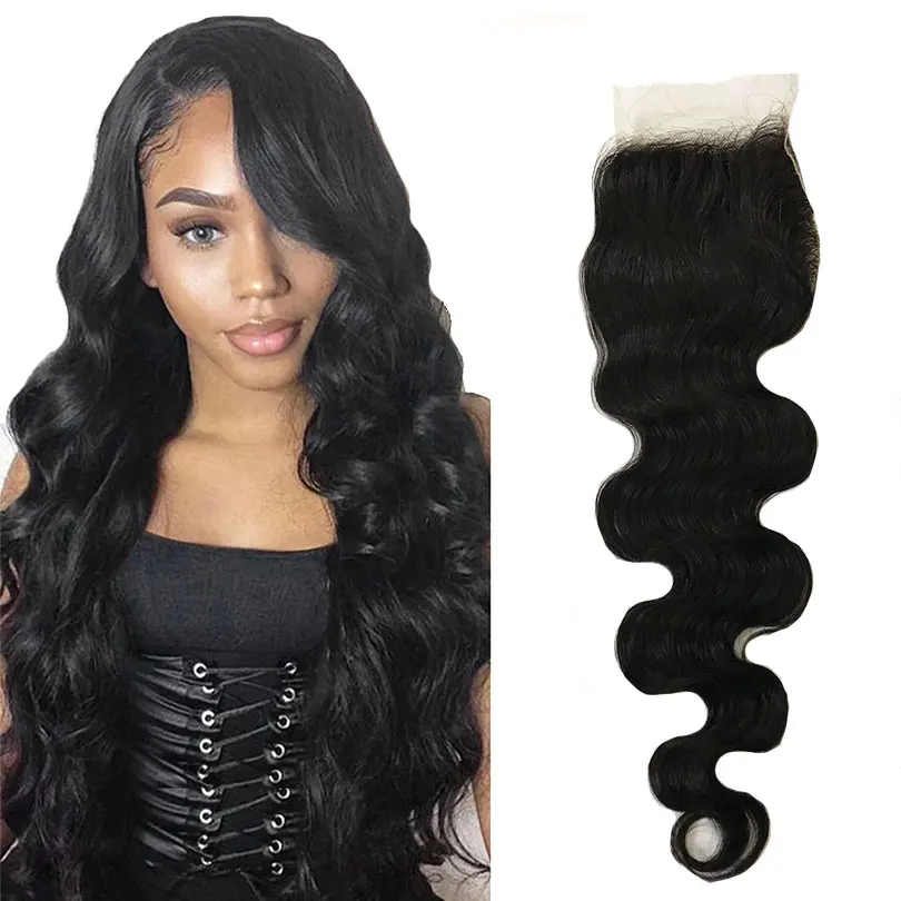 

Зажимы 4x4 HD, бразильские человеческие волосы без повреждения кутикулы, застежка с детскими волосами, скрытые узлы естественного цвета