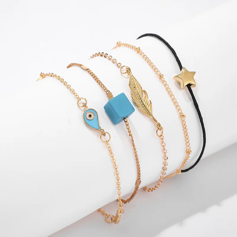 5 шт./компл. богемные браслеты на ногу для женщин ретро звезды листья Глаз сплав