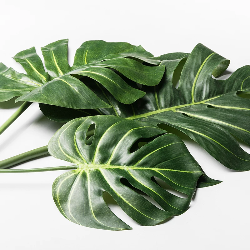 Grass Green Leafs Decorating Artificial Plants Faux Leaves Fake Tropical Greenery Garden Decoration Turtle Leaf | Дом и сад