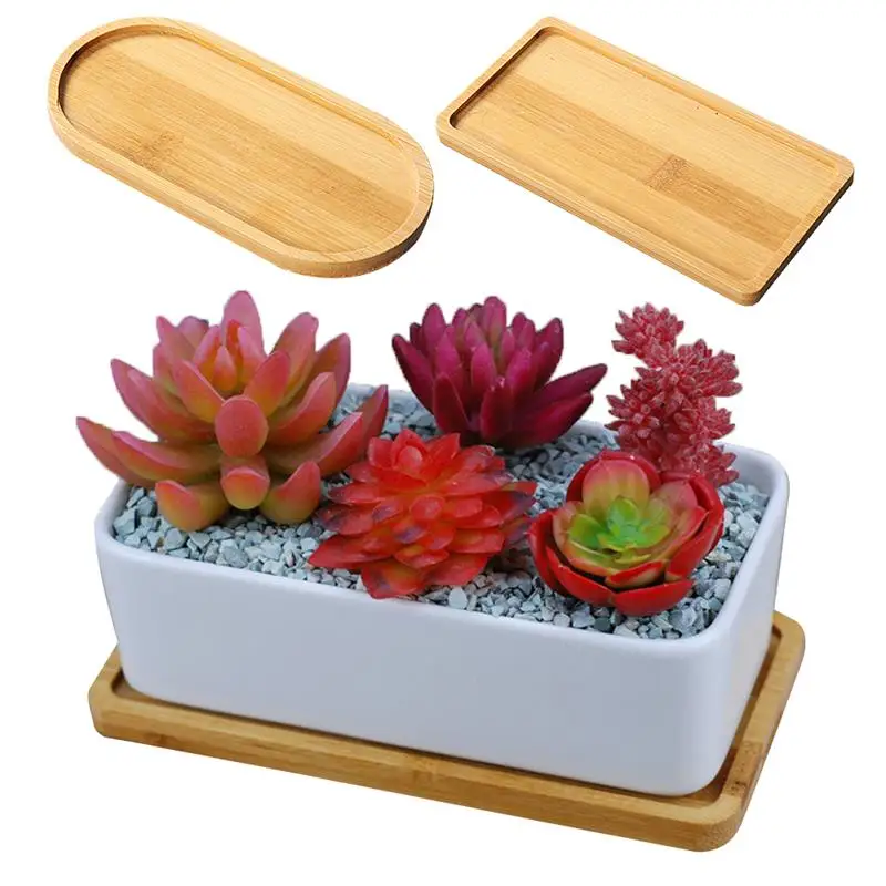 

Elegant Flower Pots Nursery Planter Bamboo Tray Anti-Fade Oval Square Minimalism Gardening Supply Wood Rural Holder Home Decor