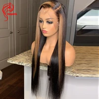 hesperis side part lace front human hair wigs highlight blonde brazilian remy silk stright human hair wigs pre plucked