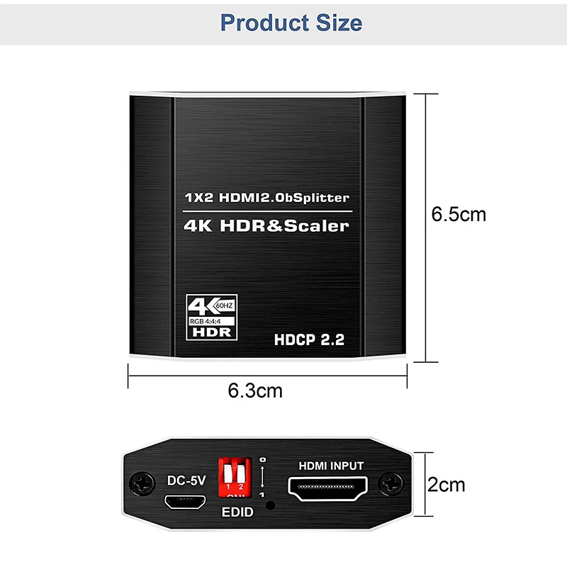 Hdmi сплиттер 1 в 2 выхода 4K 1x2 HDCP2.2 3D усилитель сигнала мощности с аудио