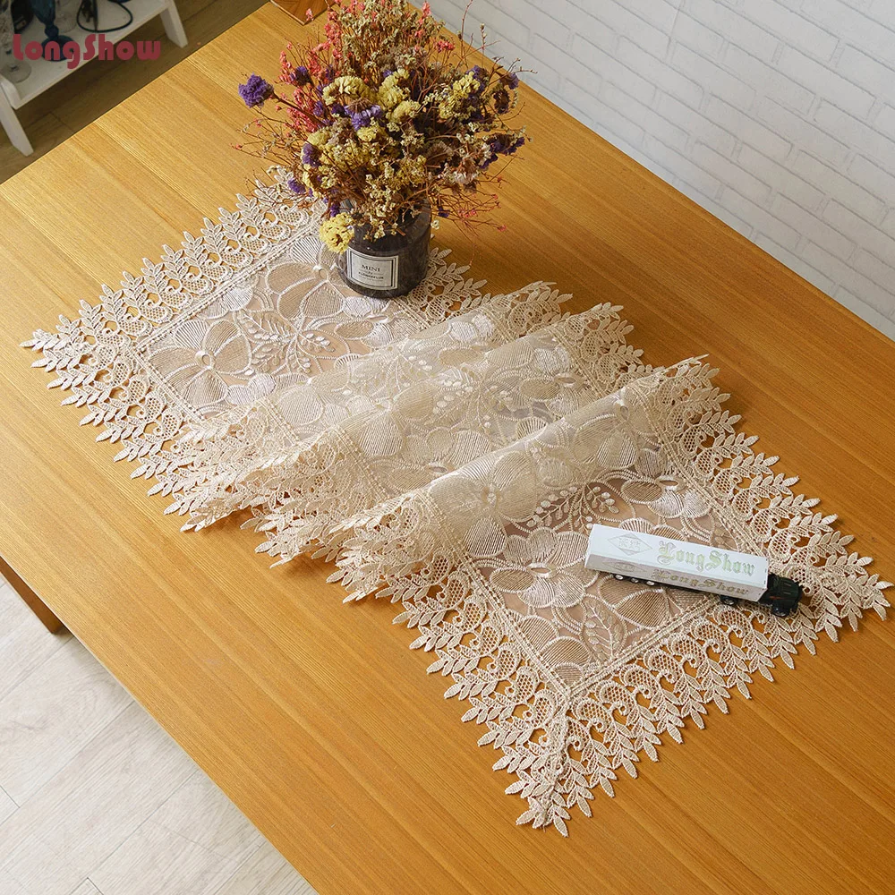 

Home Decorative Transparent Organza Embroidery Modern Table Runner Gold Color TV Stand Bedding Cabinet Piano Cover