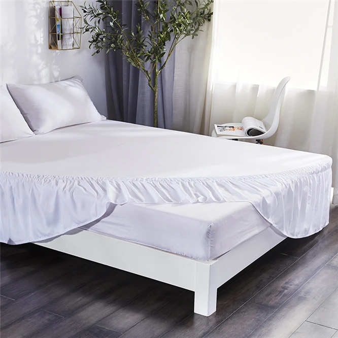 3 Size Bed Skirt White Shirts without Surface Elastic Band Single Queen King Easy On/Easy Off skirt Bedding home textile | Дом и сад
