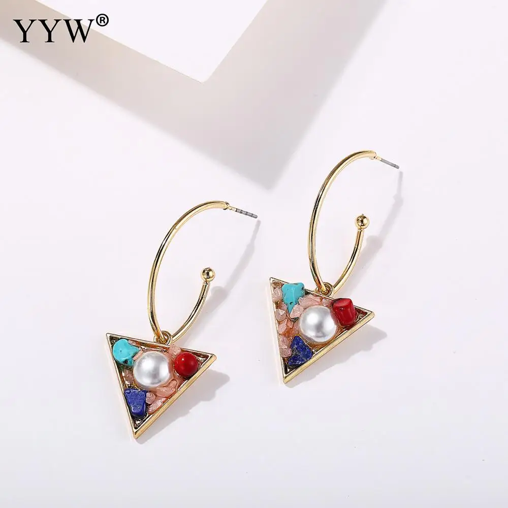 Треугольные висячие серьги женские пластиковые жемчужные фишки Женские