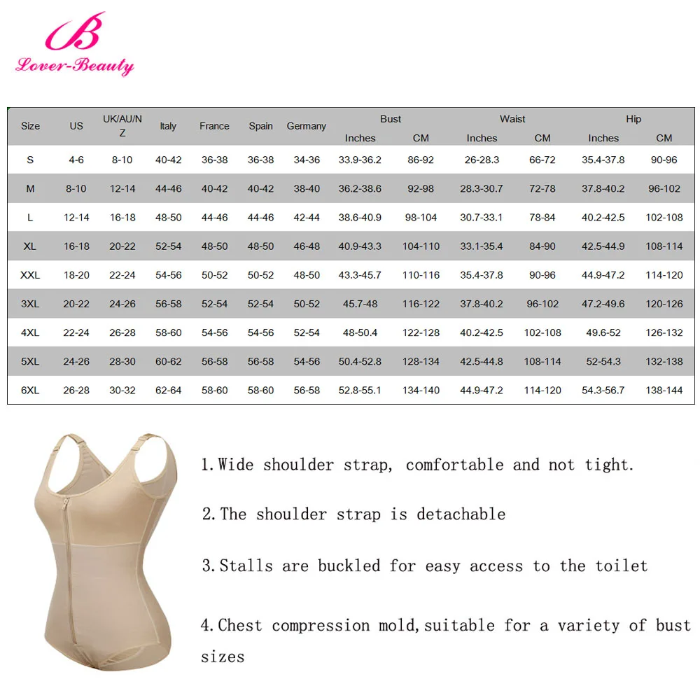 Lover Beauty Women Slimming Bodysuit Shapewear Tummy Control Full Body Shaper Waist Trainer Belt Weight Loss Briefs Underwear