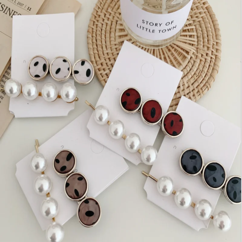 Заколка для волос с леопардовым принтом и жемчугом шикарная комбинированная