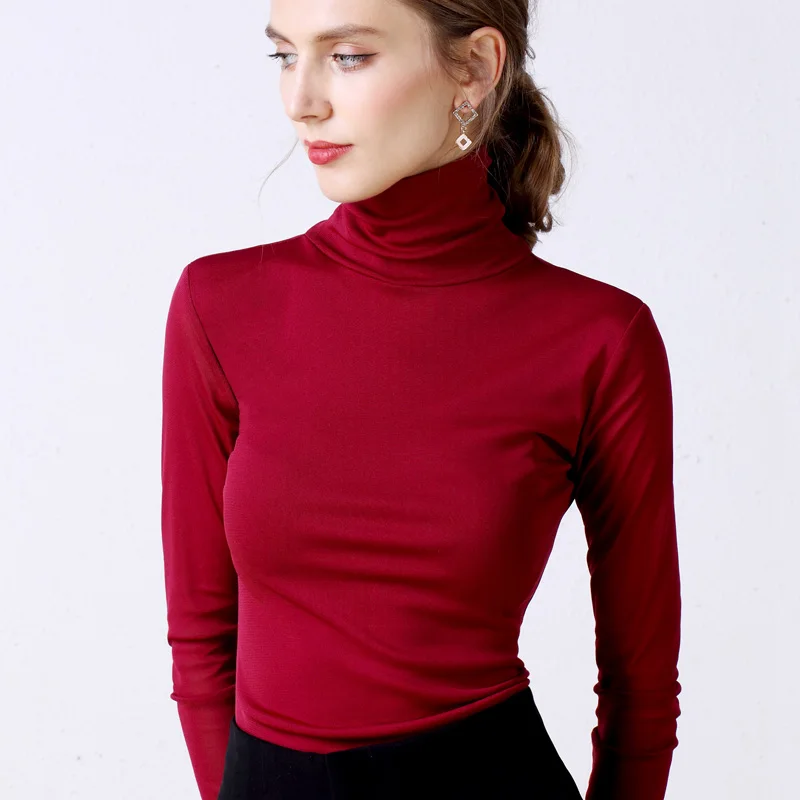 Womens T Shirt Tops Harajuku Turtleneck Mesh Fabric Plus Size Long Sleeve Women Autumn Winter Trendy Clothes For | Женская одежда