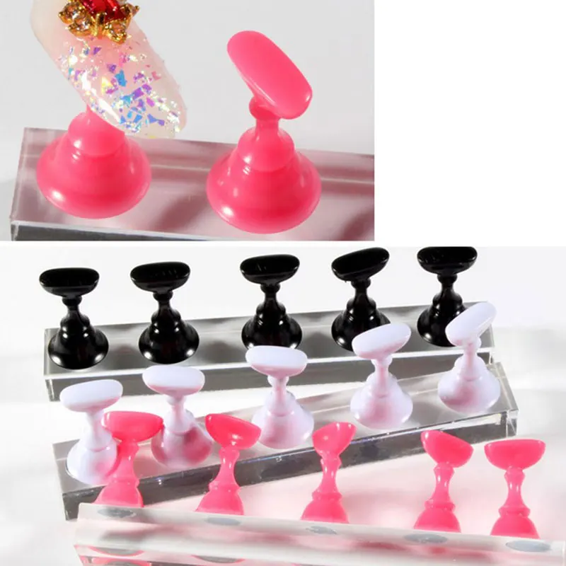 1Set False Nail Tips Practice Trainning Display Stand Holder Base Alloy Crystal Art Polish Manicure Tools |