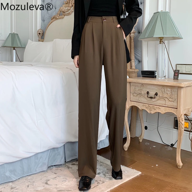 

Mozuleva 2021 Весенние длинные штаны для женщин с высокой талией летние модные элегантные повседневные офисные туфли для женщин прямые брюки