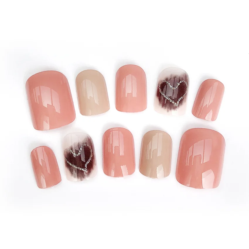 24 шт./компл. Нежные милые женские Модные Акриловые розовые накладные ногти для