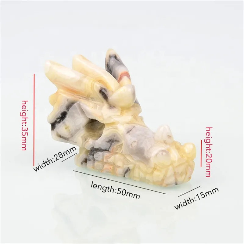 2 дюймовая Красивая натуральная резная вручную голова дракона из агата черепа