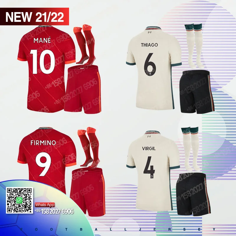 

2022 Shirt Children Top Best Sale +Sock 21-22 LiverpoolES Custom Free Shipping 2021 Top Thai Best Quality Kids Set