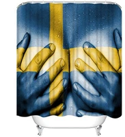 shower curtain sets girl sweaty upper part female body hands covering breasts flag sweden sexy polyester fabric decor