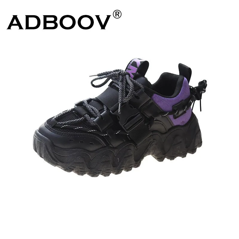 

ADBOOV Casual Women Sneakers High Heels Platform Sports Shoes Autumn Thick Bottom Walking Shoes 2021 Breathable Vulcanized Shoes