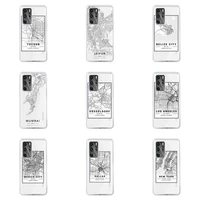ins travel country sketch exclusive phone case for huawei p40 p30 p20 mate honor 10i 30 20 i 10 40 8x 9x pro lite transparent