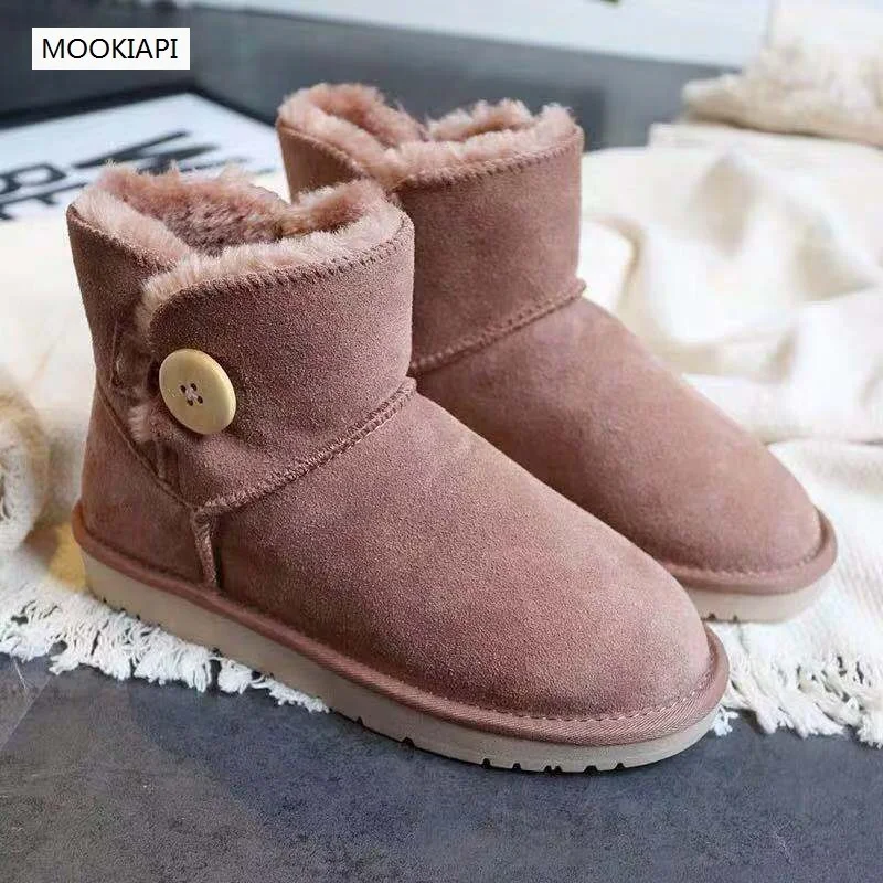 In 2019 Australia's latest buckled women's boots real cowhide artificial wool the highest quality shoes free delivery | Обувь