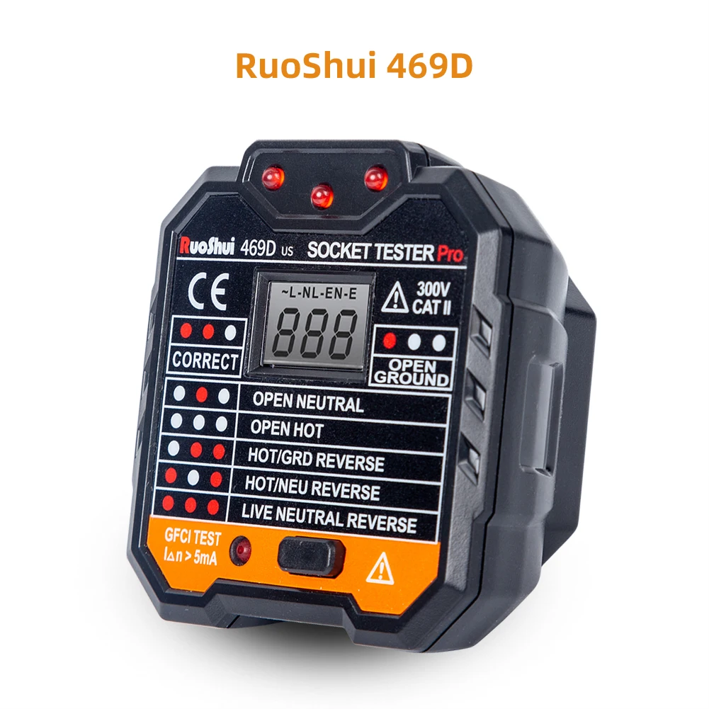 Цифровой индикатор розеток RuoShui 469 портативный тестер напряжения цепи и