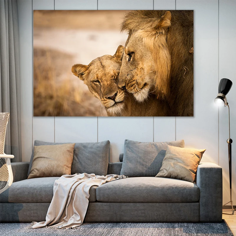 

Newest Lion Mom and Baby Modern Warm Home Decor Pictures Art Printed Animal Canvas Painting Wall Pictures Canvas Posters Prints