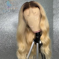 dark root body wave lace front human hair wigs preplucked with baby hair brazilian 1b613 blonde t part lace wig for black women