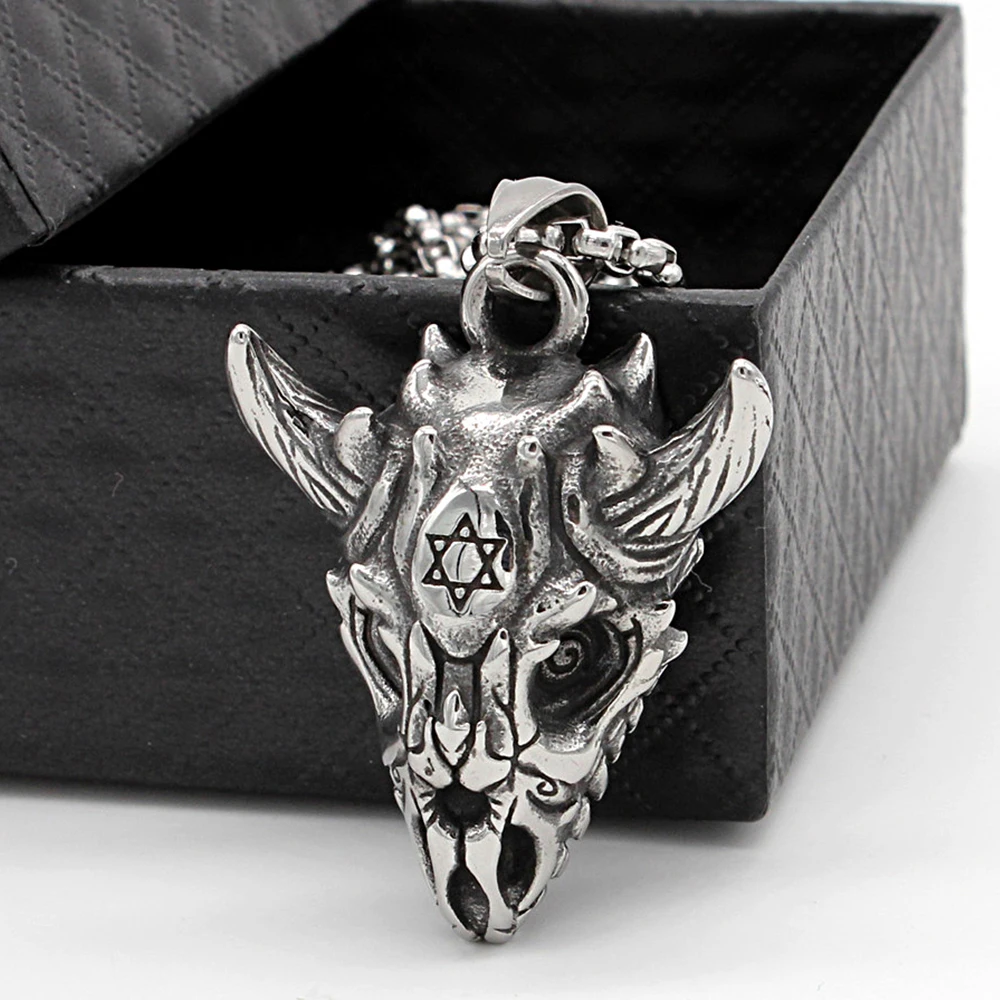 

Vintage Goat Skull Pendant Necklace 316L Stainless Steel Gothic Satan Necklace Men and Women Punk Hip Hop Jewelry Gift Wholesale