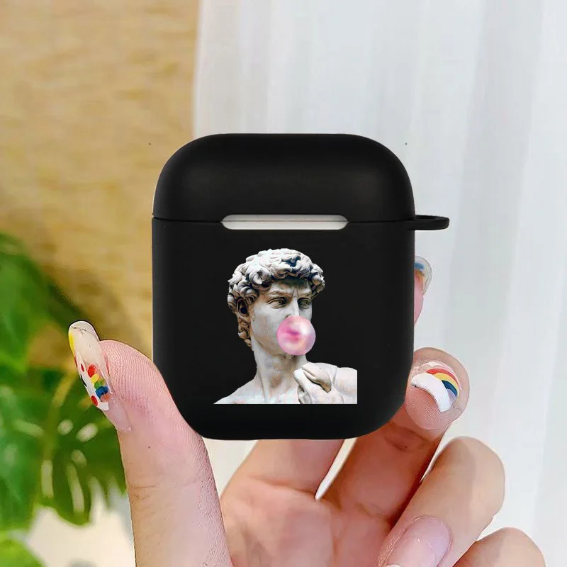 

Mona Lisa David Statue Lines Abstract Art Soft Black Case For AirPods Pro 2 1 3 Silicone Wireless Bluetooth Earphone Box Cover