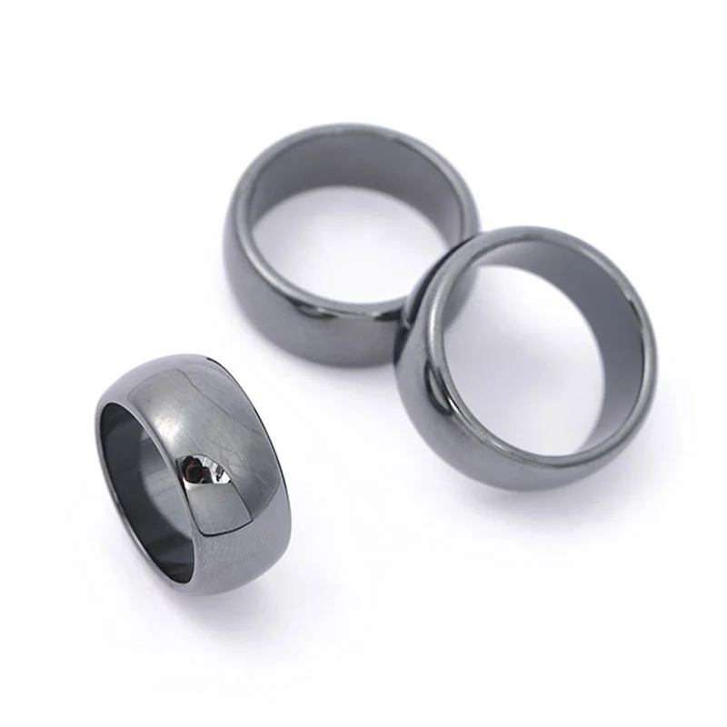 

1PC Exquisite Flat Hematite Rings Smooth Jewelry Simple Fashion Unisex
