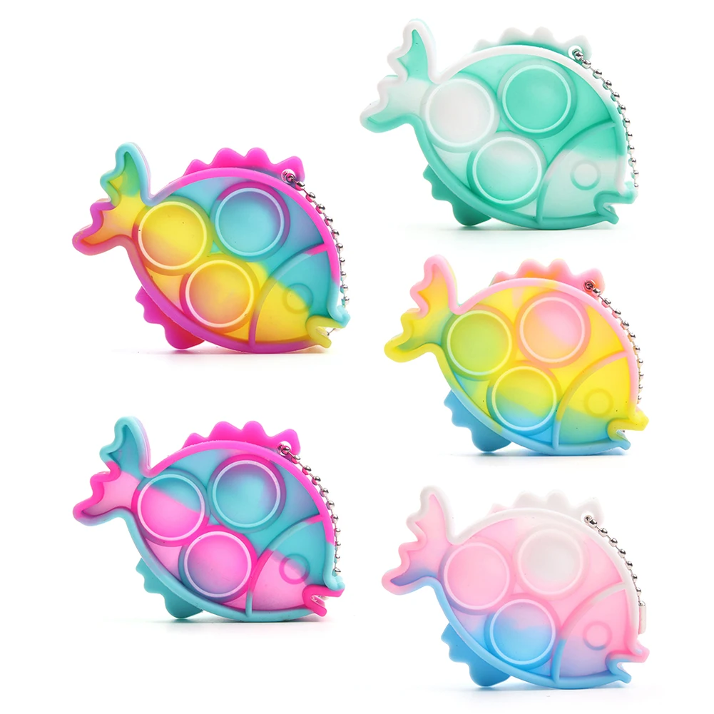 

Silicone Push Bubble Fish Shape Keychain Sensory ADHD Autism Learning Material Stress Reliever Mini Educational Toy Gift for Kid