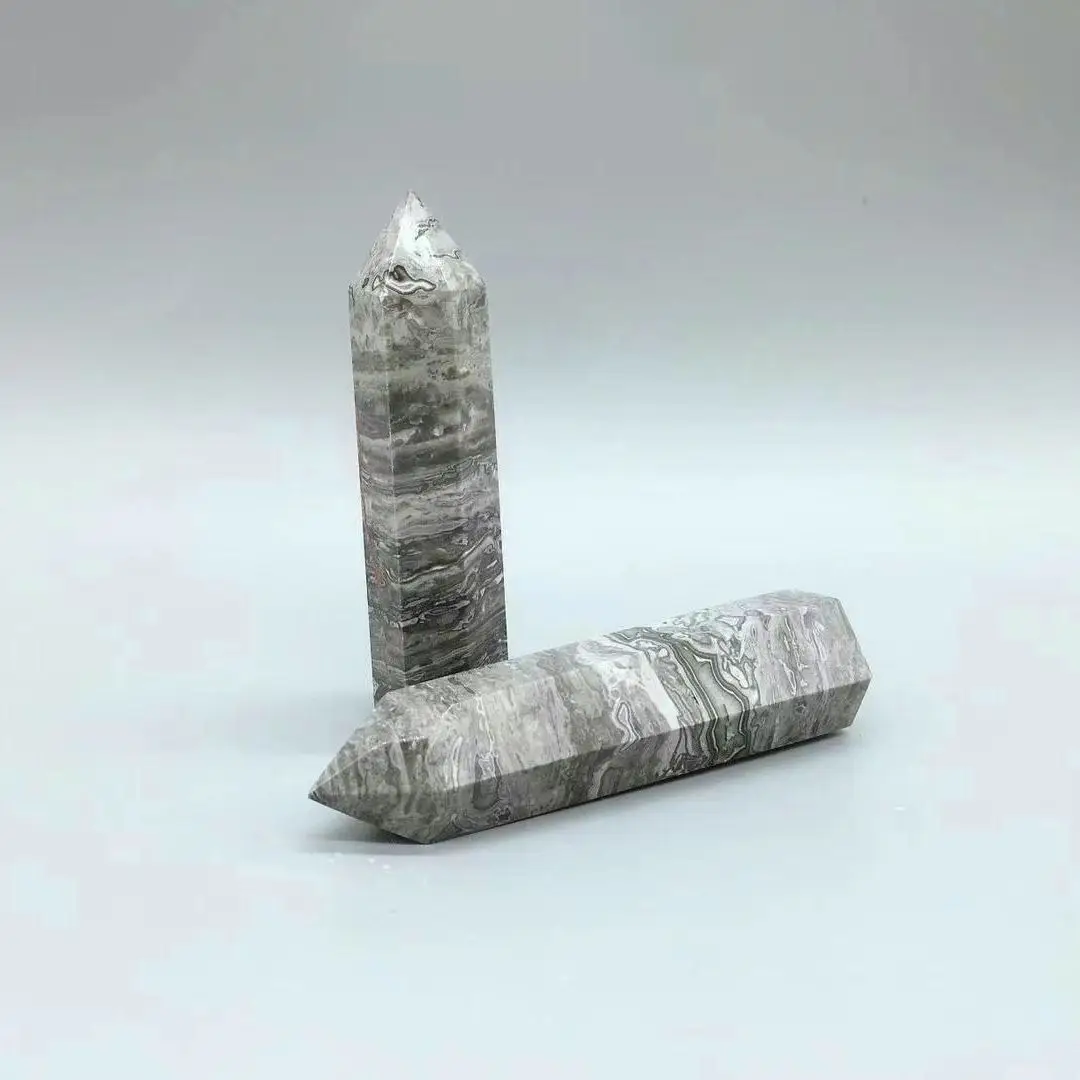 

90mm High Quality Natural Picasso Point Healing Crystal Stone Tower Polishing Mine Energy Ore Wand For Home Decor 1pcs