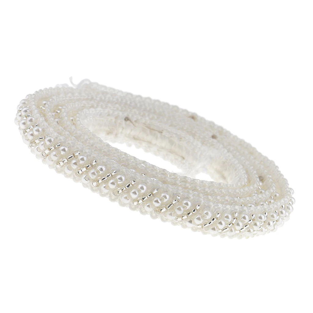 1 ярд жемчужная отделка Бисером кружевная Аппликация Ленты шитье ремесло