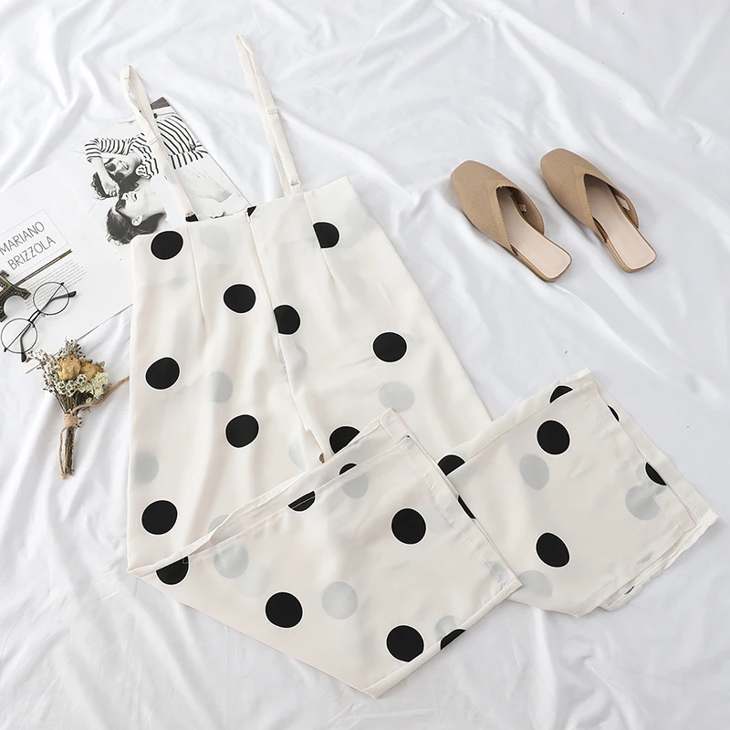 Комбинезон женский летний в горошек на тонких бретельках | Женская одежда