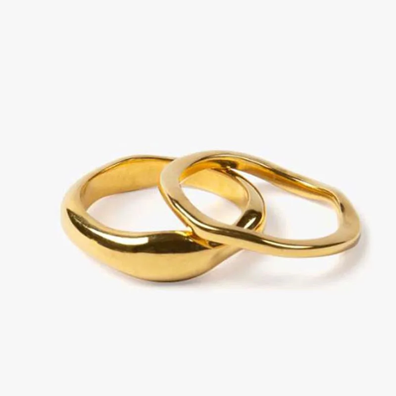 Высококачественные женские кольца из нержавеющей стали золотистые с отделкой в