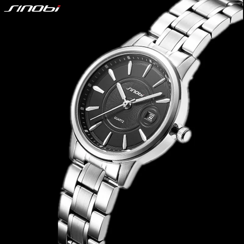 Nwe Sinobi Woman Watch Fashion And Casual Ladies Quartz Geneva Wristwatches Calender Stainless Steel Clock Relogio AAA 2019 Gift