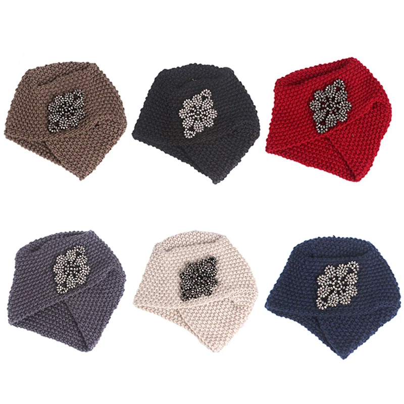 Винтажная мусульманская женская шапка тюрбан Повседневная теплая однотонная