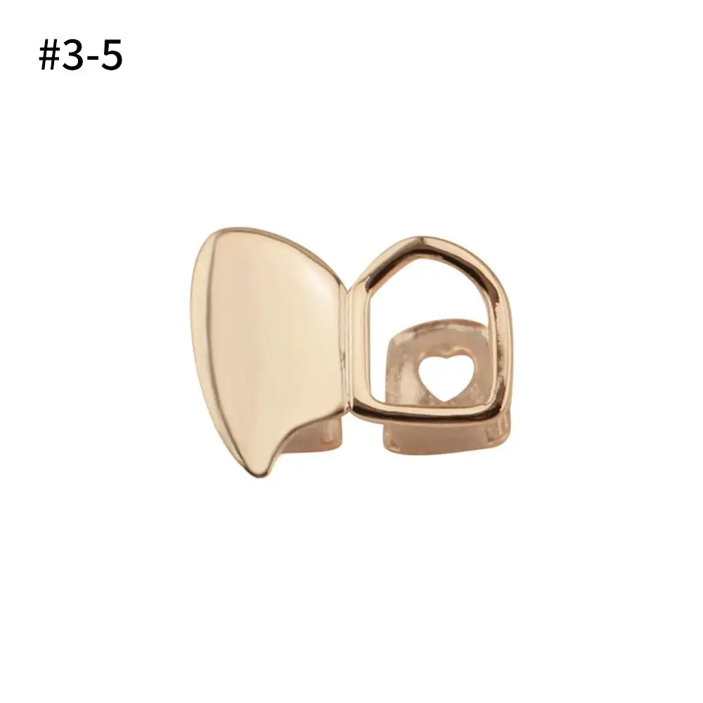 Punk Gold Silver Teeth Grillz Top Bottom Grills Dental Mouth Teeth Caps Cosplay Party Tooth Rapper Jewelry Gift Hip Hop - Окраска металла: Rose Gold5