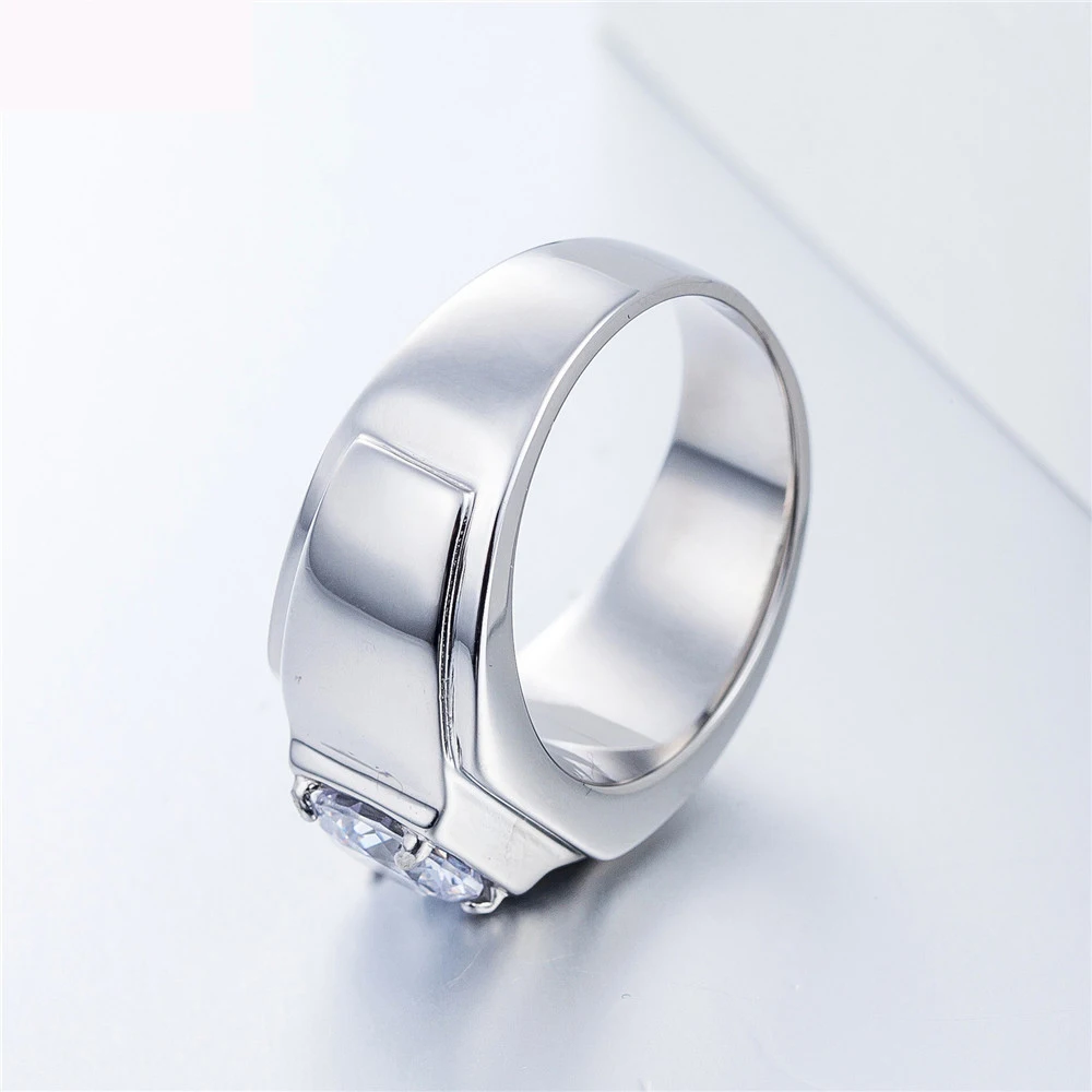 Men Women Stainless Steel Wedding Rings Gold Color Knight Templar Zircon Male Party Ring Medieval Signet Retro Vintag Gifts | Украшения и