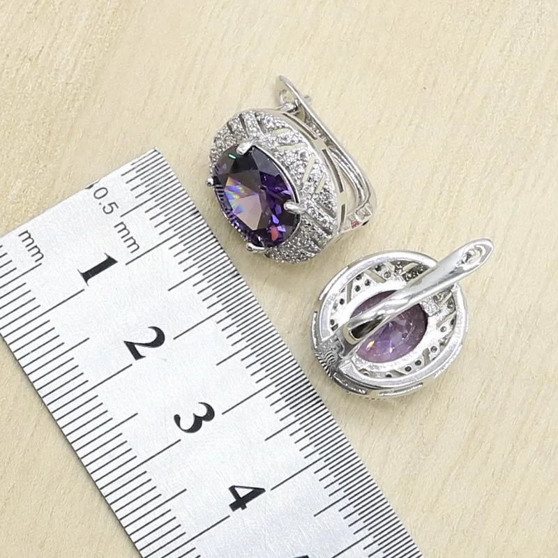 Геометрический фиолетовый циркон серебряный цвет фотоэлемент с браслетом